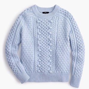 J. Crew Popcorn Cable-Knit Baby Blue Sweater